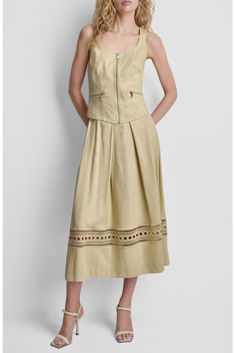 Linen Blend Sleeveless Zip Front Top, Alternate, color, MOJAVE DESERT