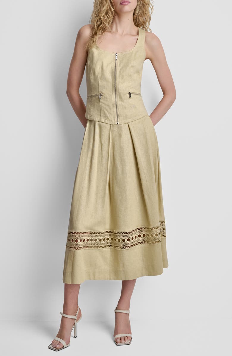 DKNY Linen Blend Sleeveless Zip Front Top, Alternate, color, Mojave Desert