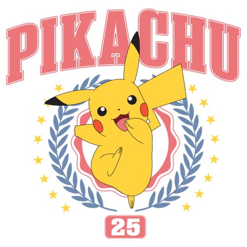 Pokémon Men's Pikachu Collegiate Short Sleeve T-shirt In White