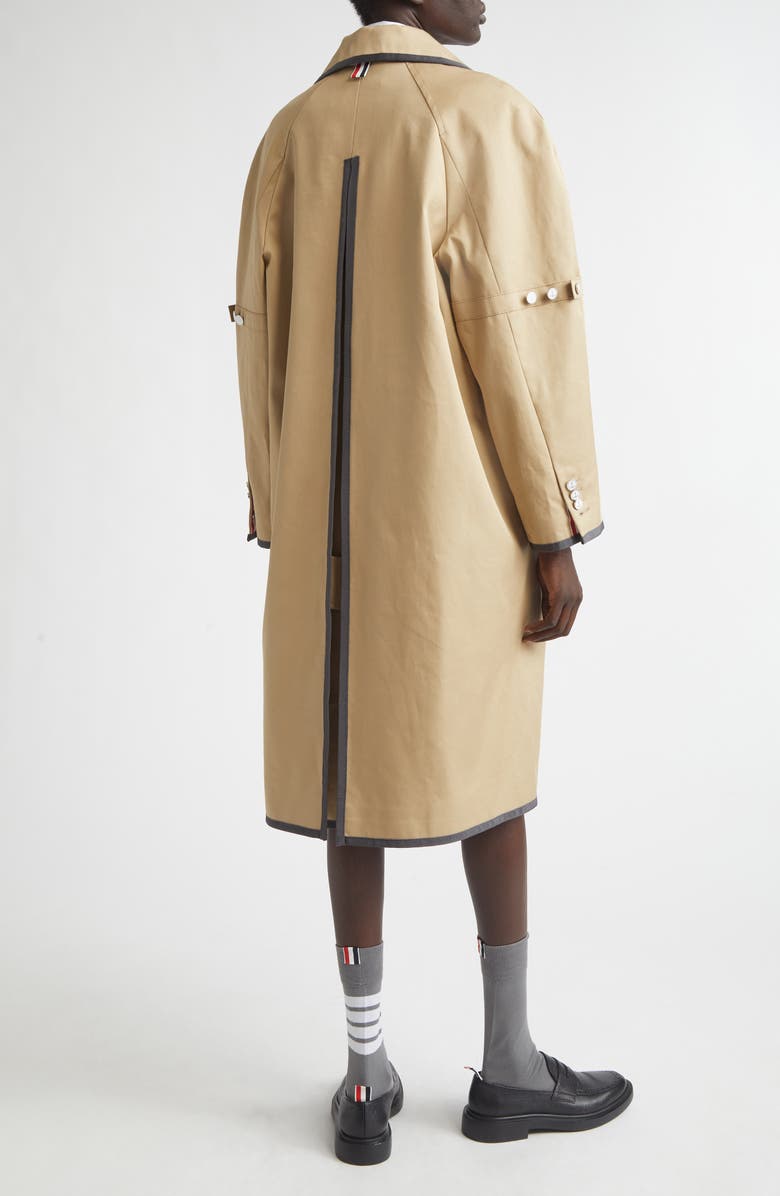 Thom Browne Box Pleat Raglan Sleeve Mackintosh, Alternate, color, Khaki