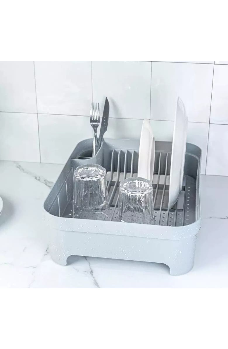 OU Durable Compact Kitchen Sink Organizer 3 Piece Set, Dish Rack, Cutlery Drainer & Soap Dispenser Caddy with Sponge Holder, Alternate, color,