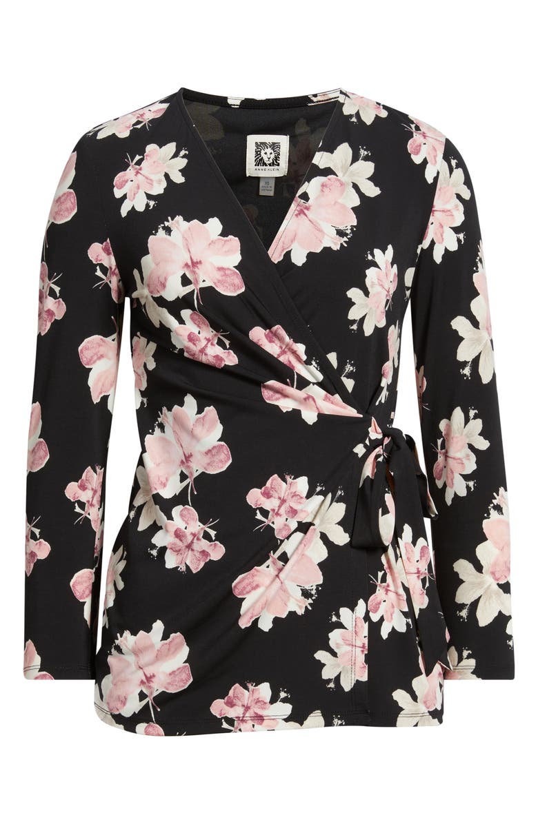 Anne Klein Floral Print Wrap Top, Main, color, 