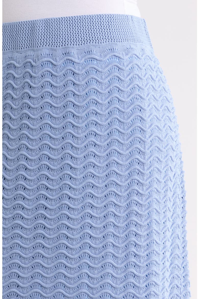Pointelle Wave Stripe Cotton Blend Sweater Skirt, Alternate, color, BLUE HERON