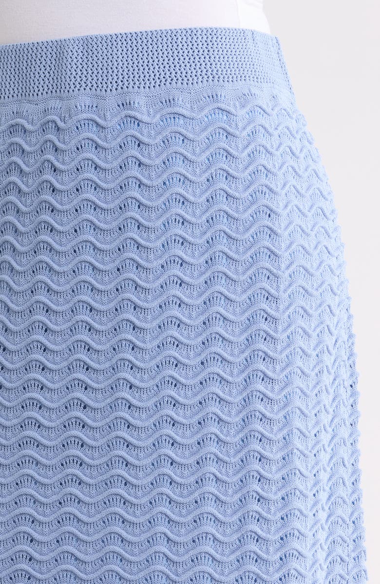 Bernardo Pointelle Wave Stripe Cotton Blend Sweater Skirt, Alternate, color, Blue Heron