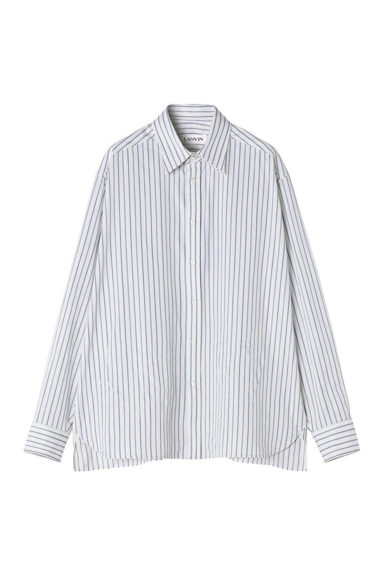 Oversized Striped Cotton Poplin Shirt, Alternate, color, White/Black Navy