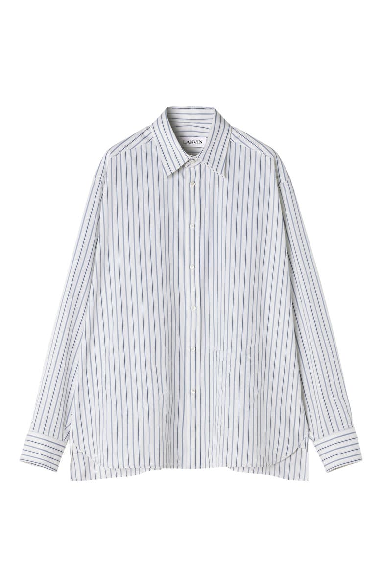 Lanvin Oversized Striped Cotton Poplin Shirt, Alternate, color, White/Black Navy