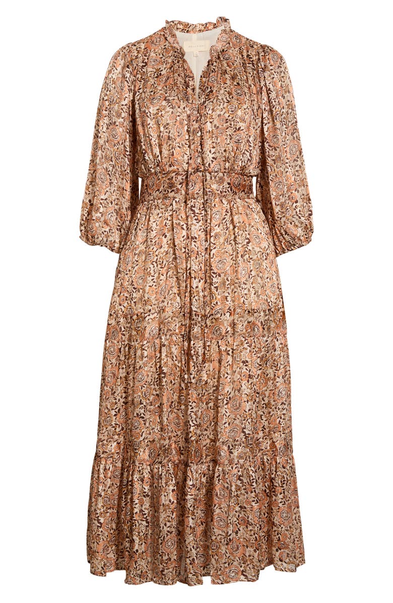 MELLODAY Print Long Sleeve Tiered Maxi Dress, Alternate, color, Taupe Floral