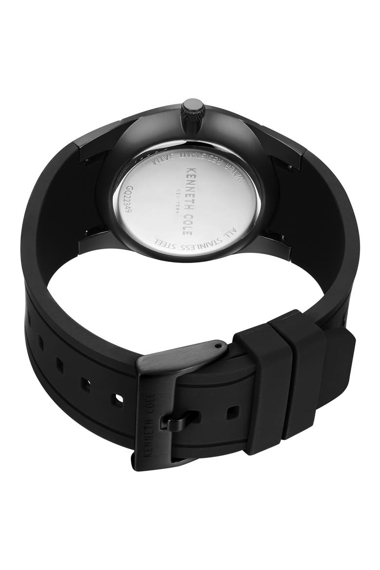 Dress Sport Silicone Strap Watch, 42mm, Alternate, color, BLACK