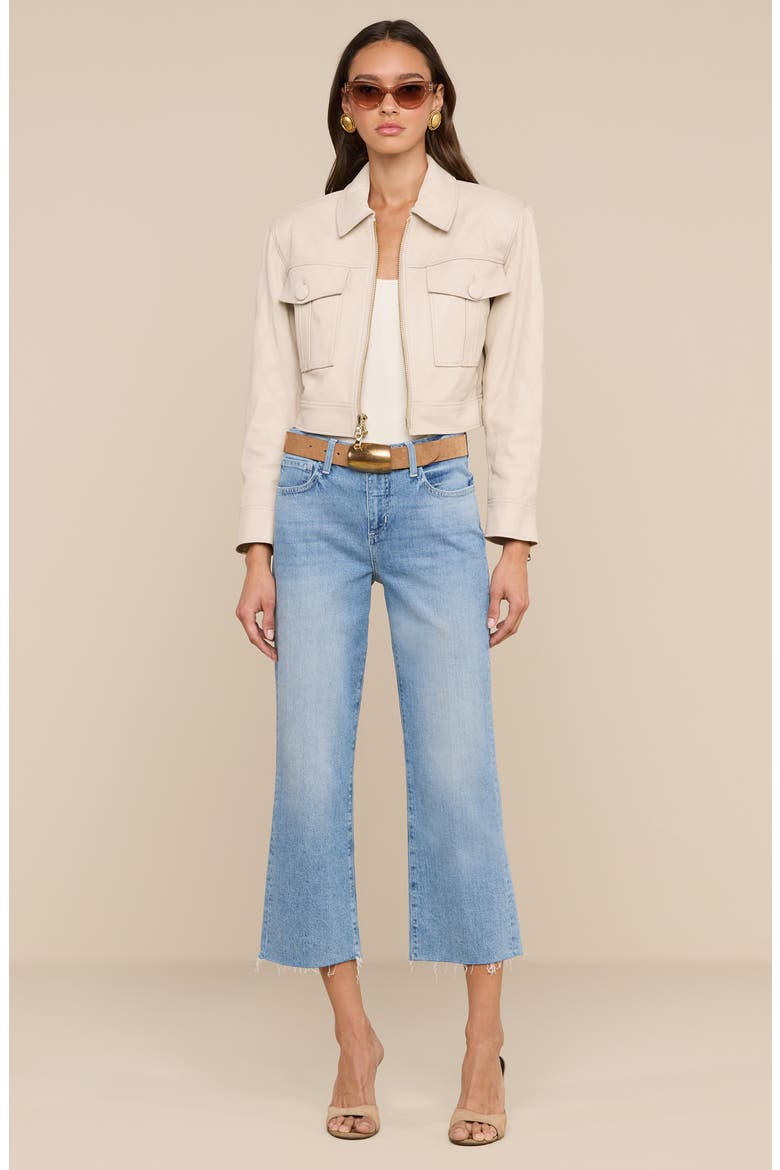 Micah Quilted Leather Crop Jacket, Alternate, color, BISCUIT