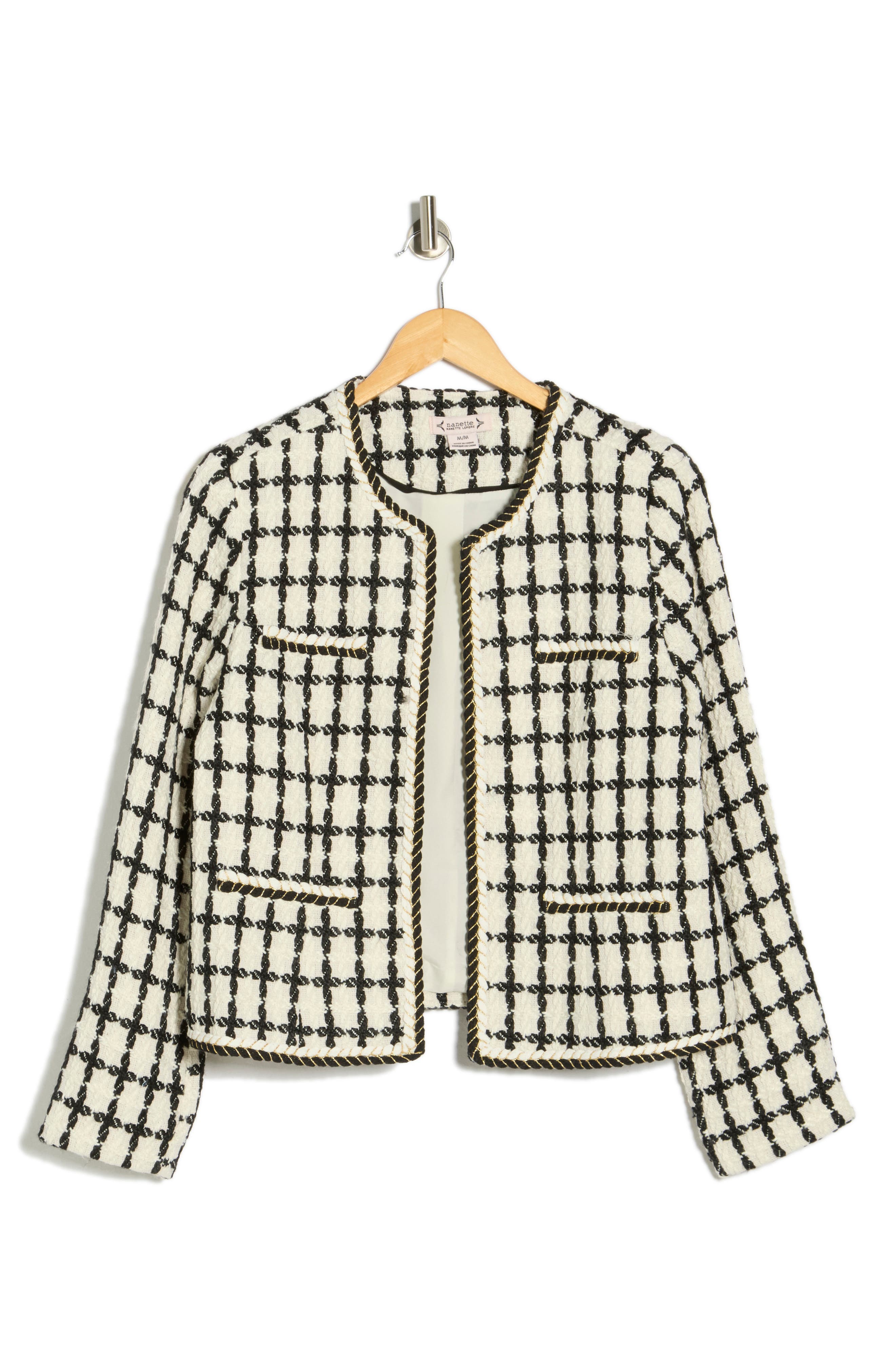 Nanette Lepore Windowpane Bouclé Jacket