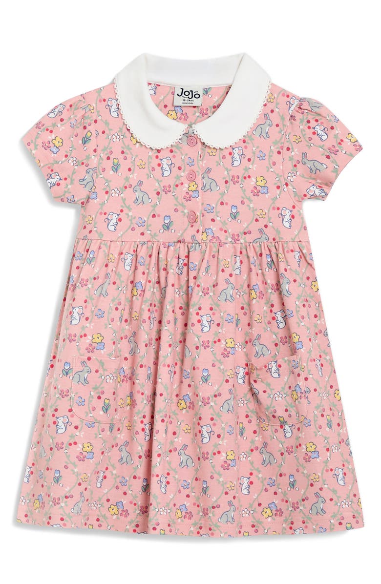 JOJO MAMAN BEBE Bunny Print Short Sleeve Dress, Main, color, 