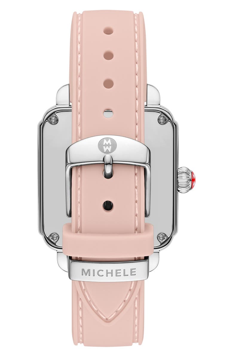 MICHELE Deco Sport Silicone Strap Watch, 34mm x 36mm, Alternate, color, Pink