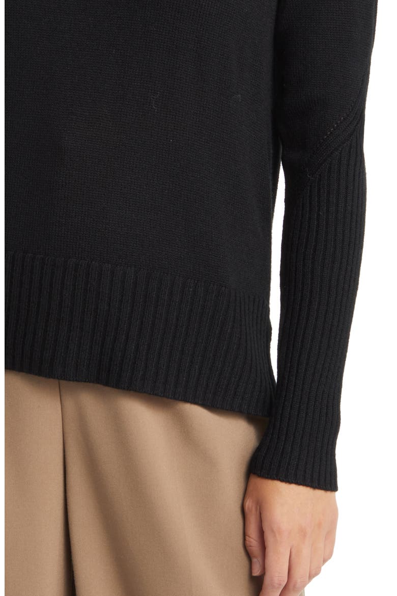 Mock Neck Rib Trim Sweater, Alternate, color, BLACK