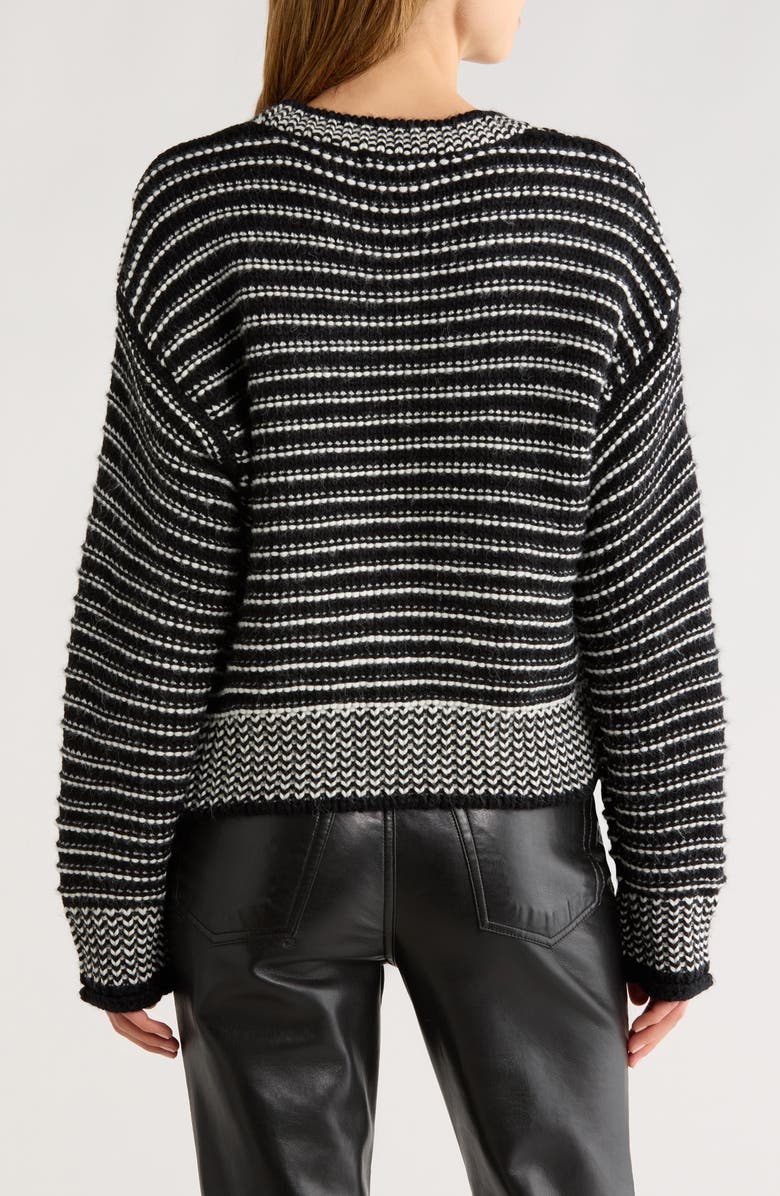 All in Favor Chunky Stripe V-Neck Cardigan, Alternate, color, Black White