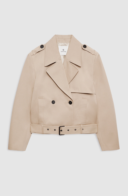 Anine Bing Womens Oatmeal Greer Belted Cotton Jacket In Multi