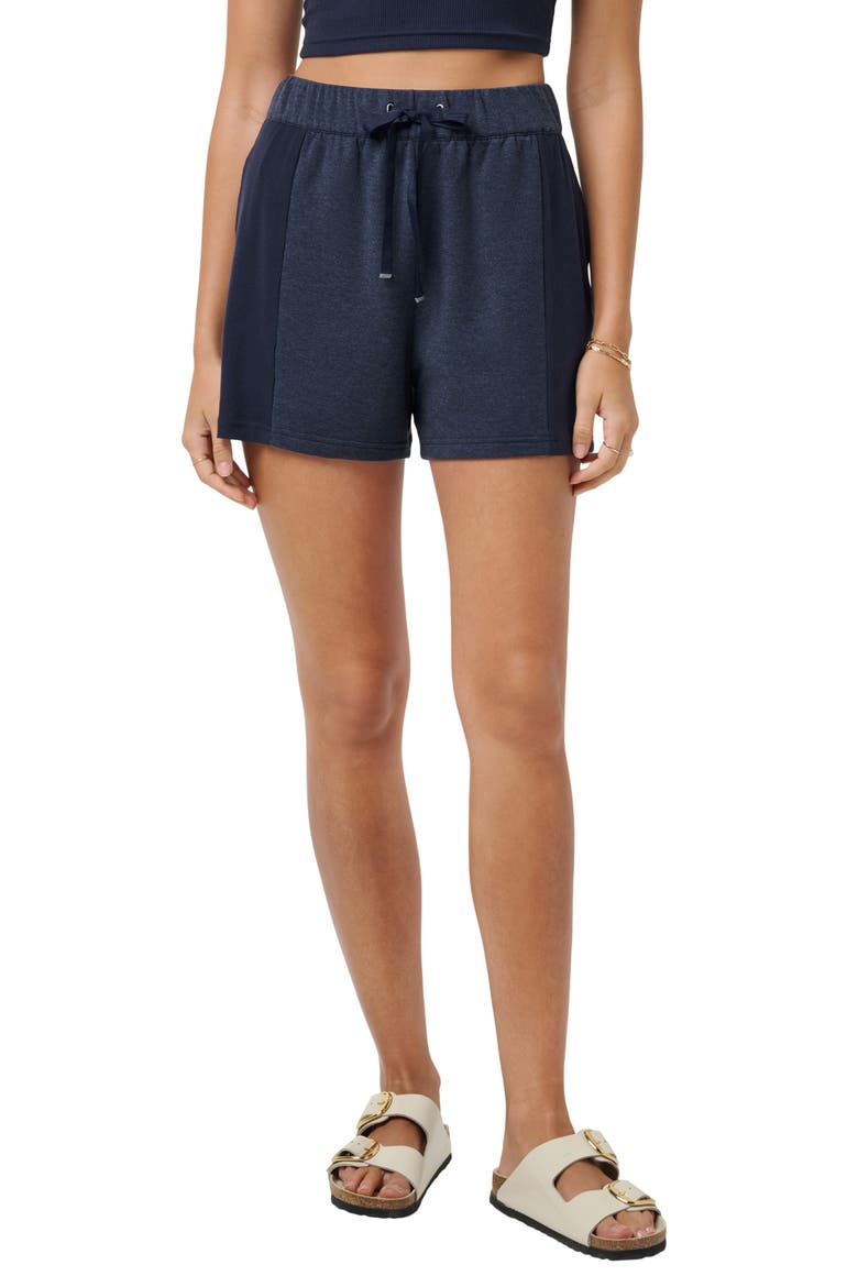 Cloud High Waist French Terry Shorts, Main, color, HEATHER NAVY BLAZER