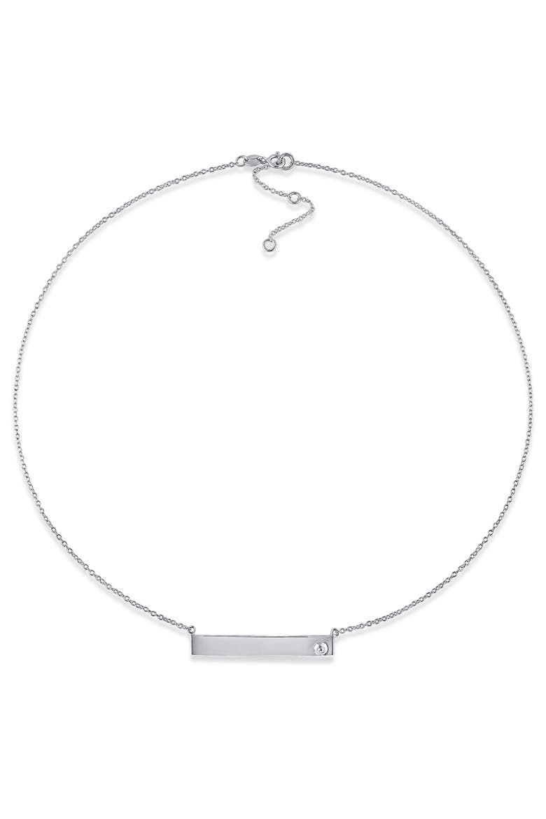 White Sapphire Linear Necklace Sterling Silver, Alternate, color, Sterling Silver