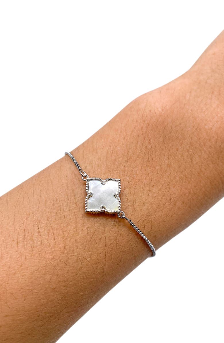 Adornia Mother-of-Pearl Clover Station Necklace & Bracelet Set, Alternate, color, White/ Silver