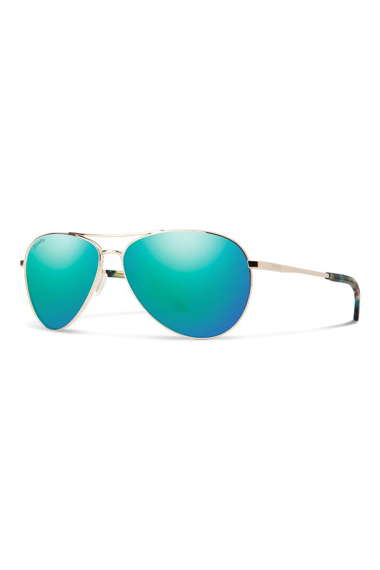 Langley II 61mm ChromaPop™ Polarized Aviator Sunglasses, Alternate, color, GOLD / CHROMAPOP OPAL MIRROR