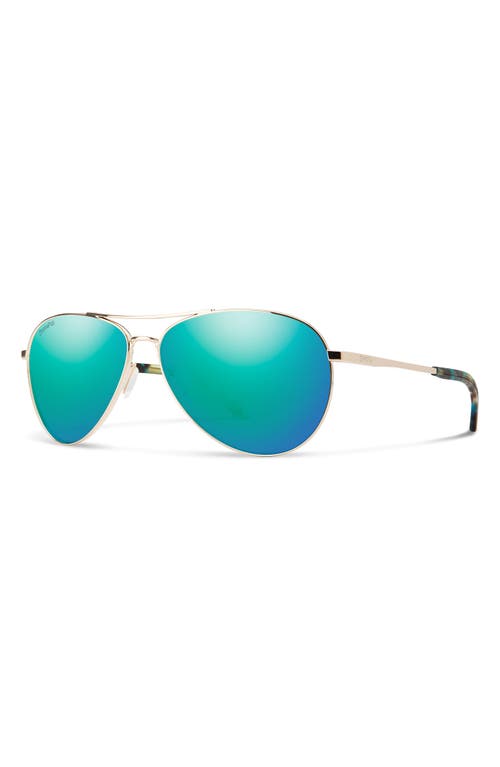 Smith Langley Ii 61mm Chromapop™ Polarized Aviator Sunglasses In Gold/chromapop Opal Mirror