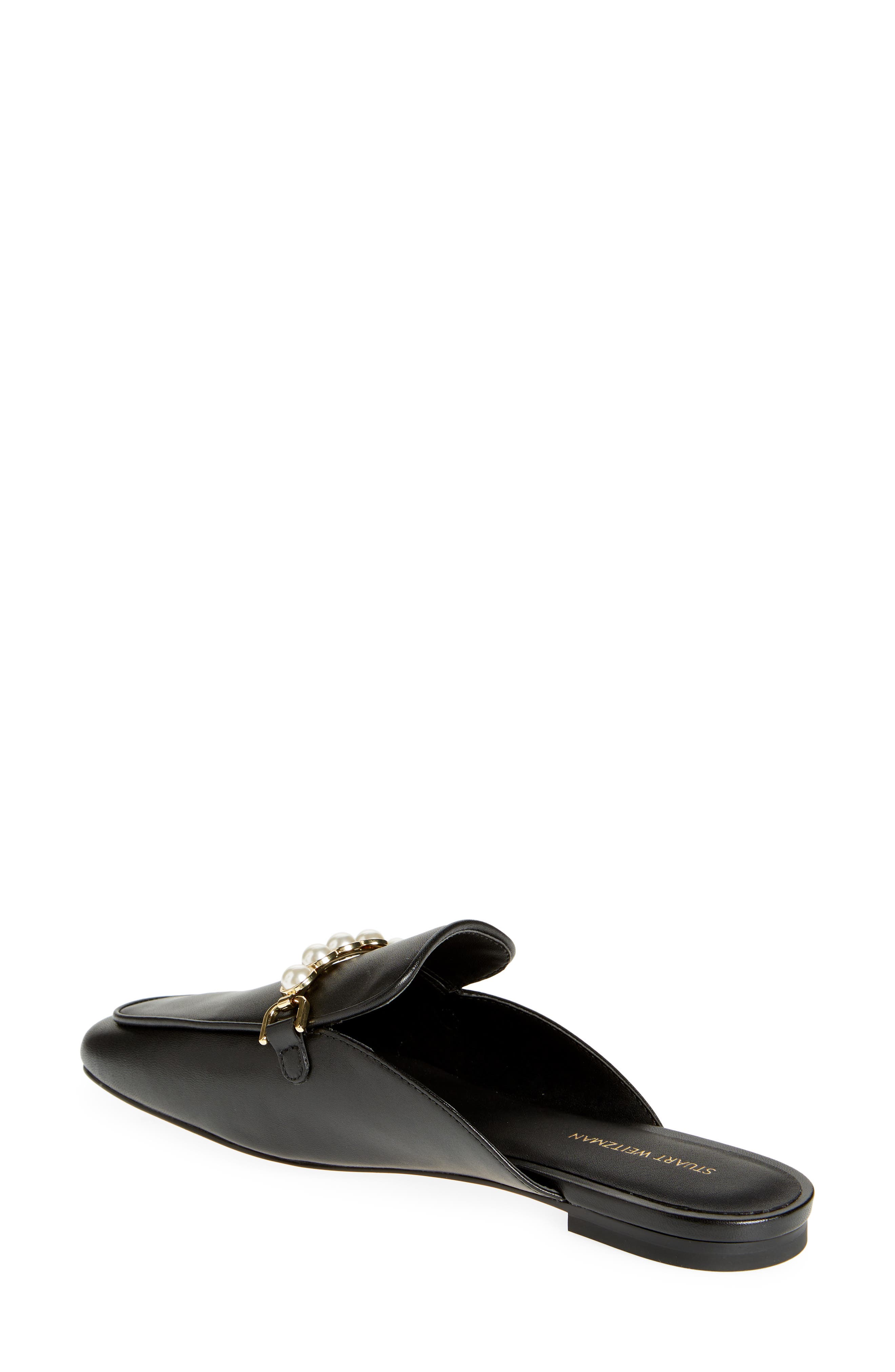 Stuart Weitzman Perla Imitation Pearl Mule, Alternate, color, Black