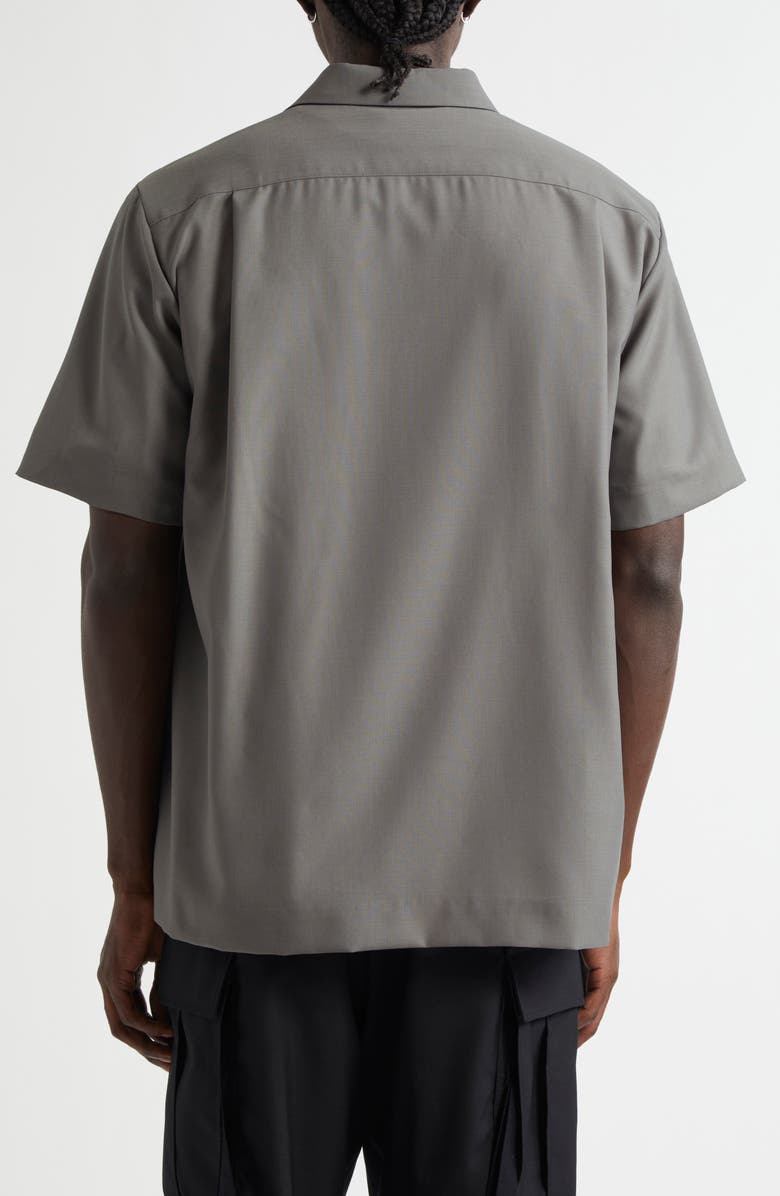 Sacai Short Sleeve Button-Up Suiting Shirt, Alternate, color,