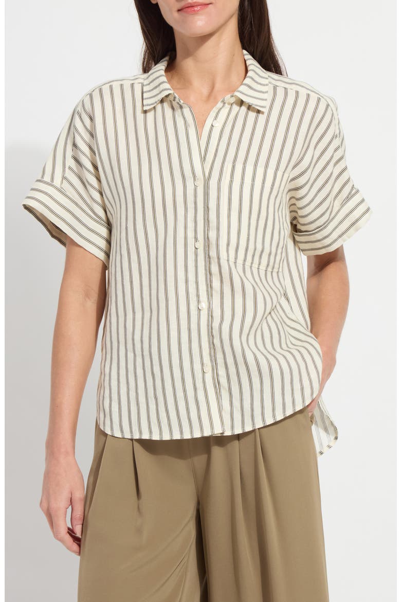 Adley Stripe Linen Button-Up Shirt, Main, color, OLIVE GROVE STRIPE