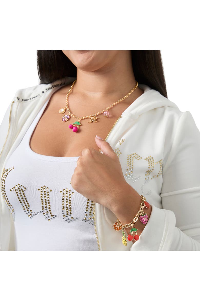 Cherry Charm Necklace, 18 + 2'', Alternate, color, Gold Tone