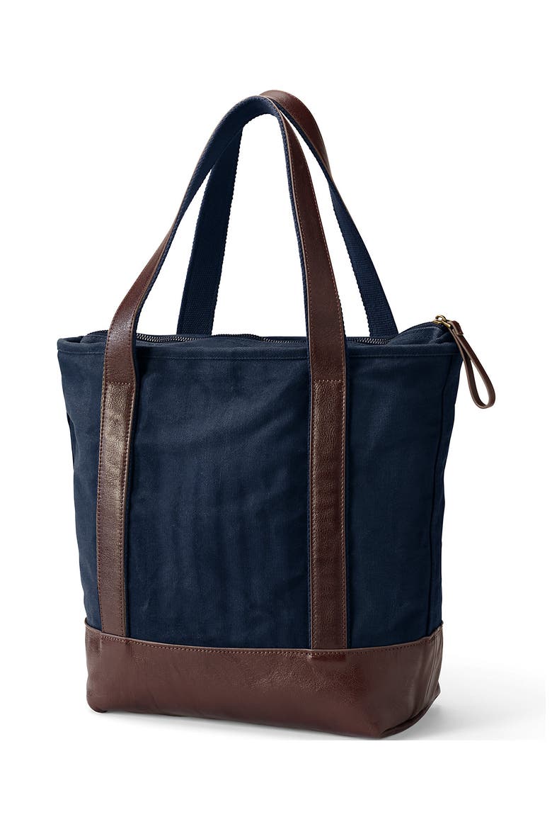 Large Waxed Canvas Tote Bag, Alternate, color, Radiant Navy