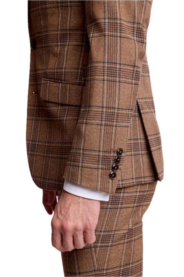 Dover Slim Fit Plaid Notch Lapel Suit Jacket, Alternate, color, BROWN TAN PLAID
