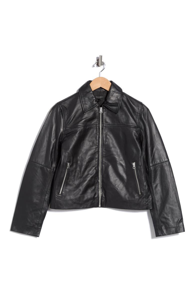 Cass Leather Moto Jacket, Main, color, BLACK