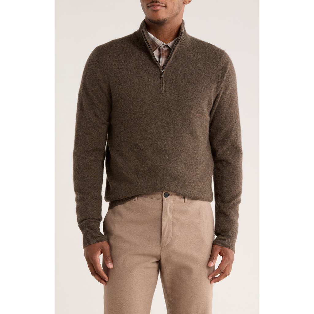 Nordstrom Cashmere Quarter Zip Sweater In Brown