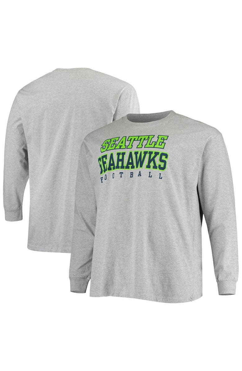 FANATICS Men's Fanatics Branded Heathered Gray Seattle Seahawks Big & Tall Practice Long Sleeve T-Shirt, Main, color, 