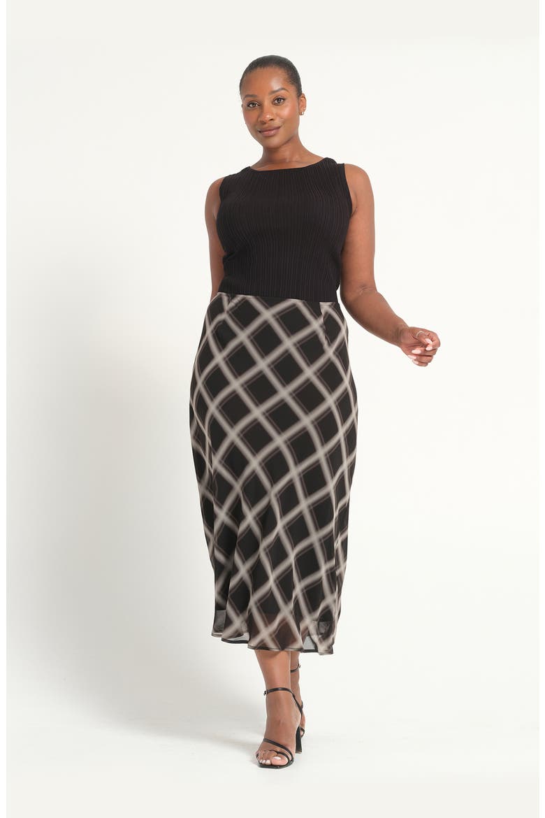 Cameron Midi Skirt, Alternate, color, BLACK/ BEIGE