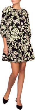 MELLODAY Floral Balloon Sleeve Babydoll Minidress
