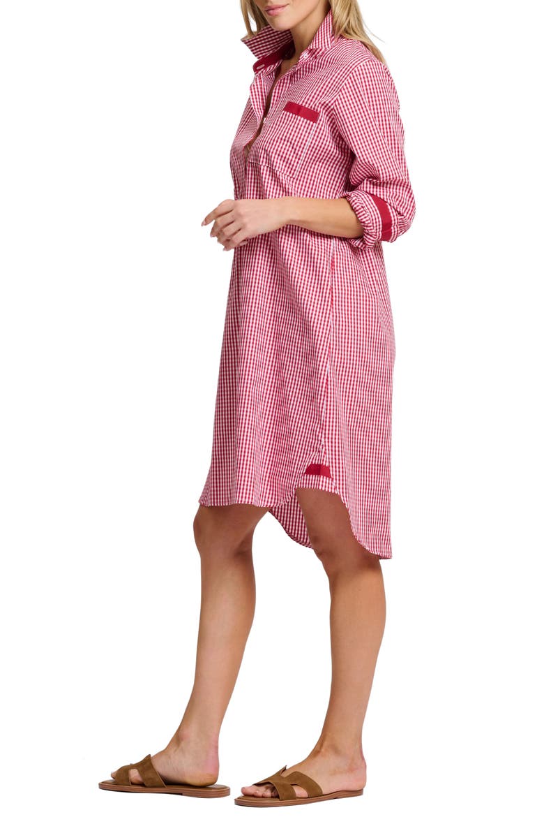 Winnie Gingham Cotton Shirtdress, Alternate, color, DARK RED