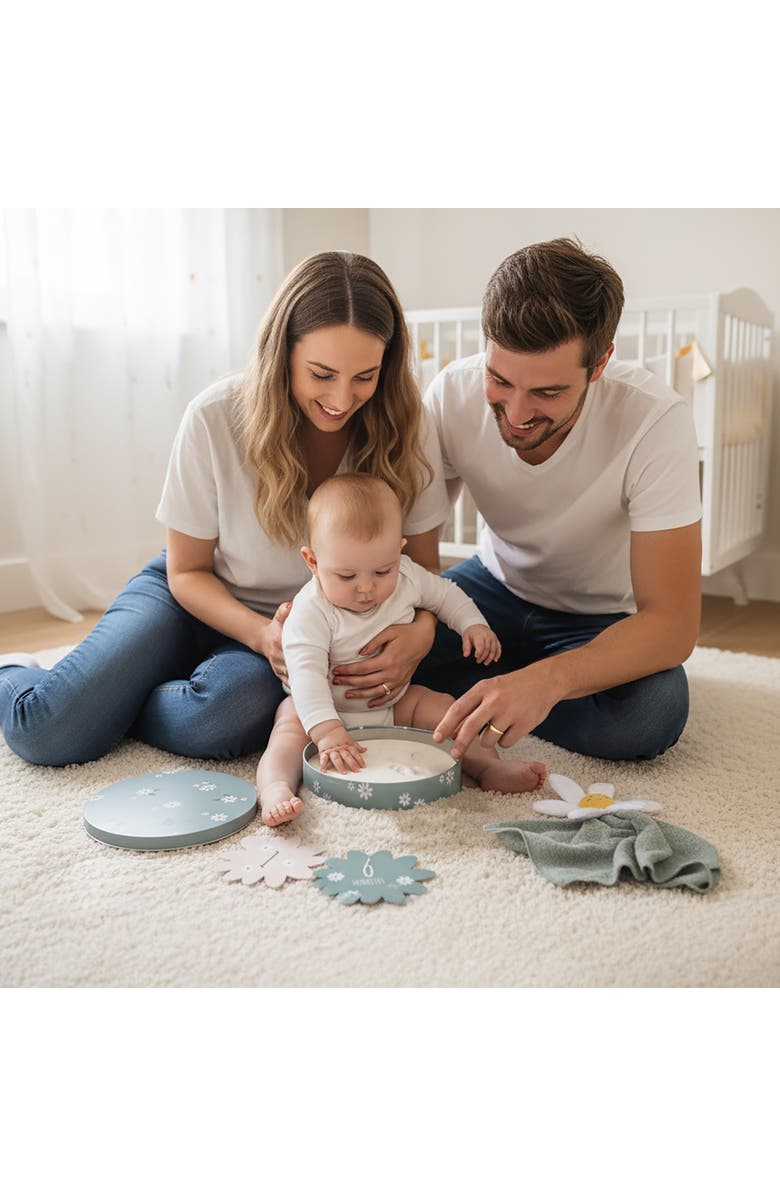 Petit Artichaut Birth Gift Set - Baby Handprint Kit, Comforter & Milestone Cards | Baby Shower Gift, Alternate, color, Blue