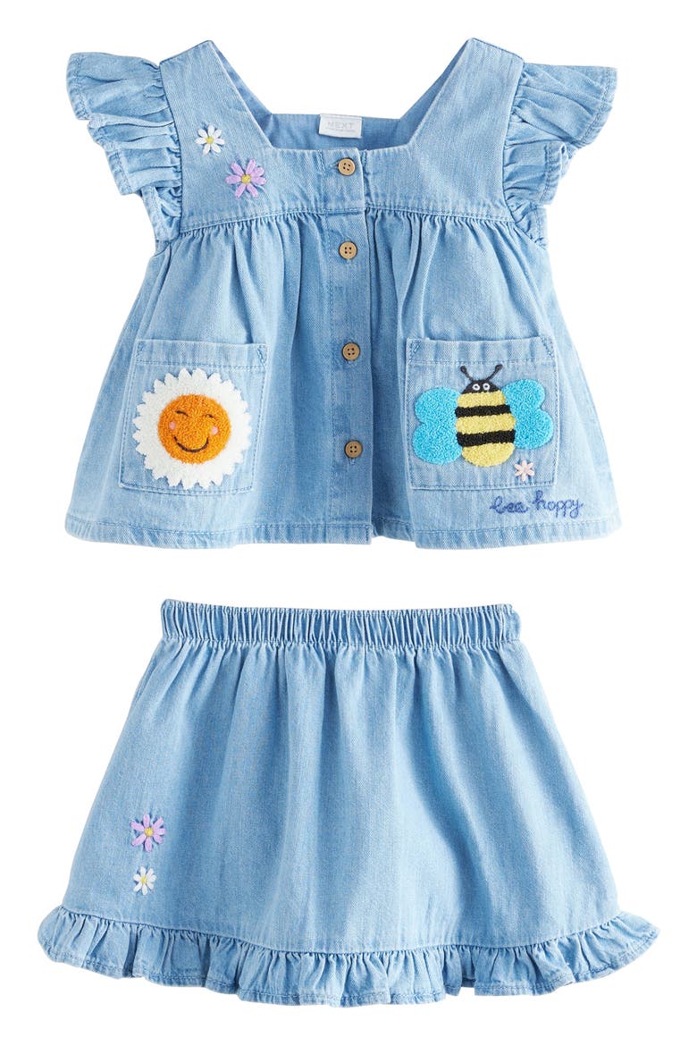 Kids' Patchwork Frill Top & Skirt Set, Main, color, BLUE
