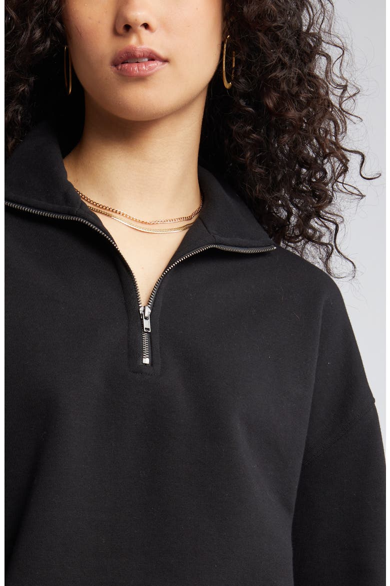 Oversize Quarter Zip Sweatshirt, Alternate, color, BLACK JET