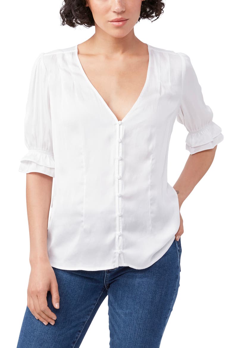 Carinne V-Neck Blouse, Alternate, color, WHITE