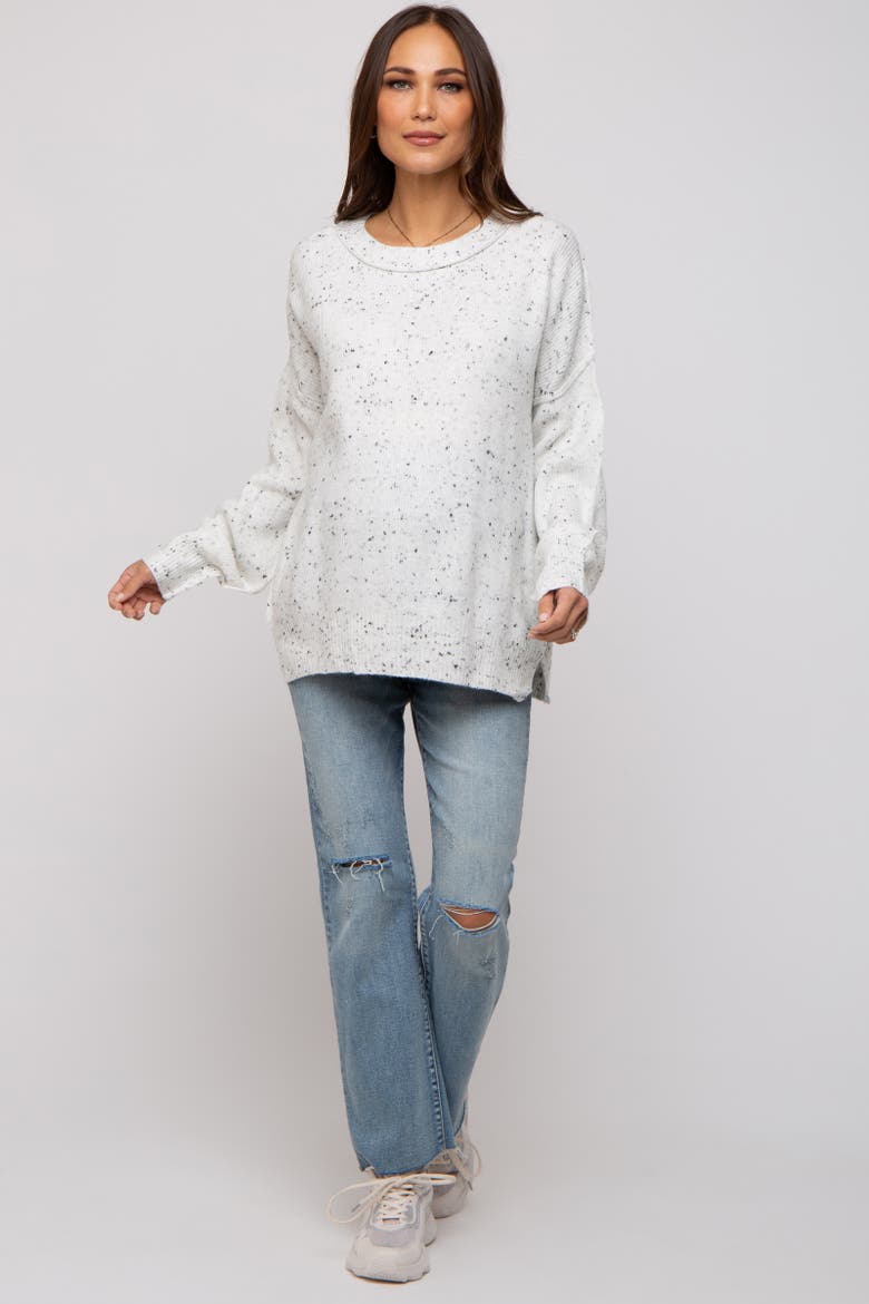 Speckled Knit Sweater, Alternate, color, Ivory