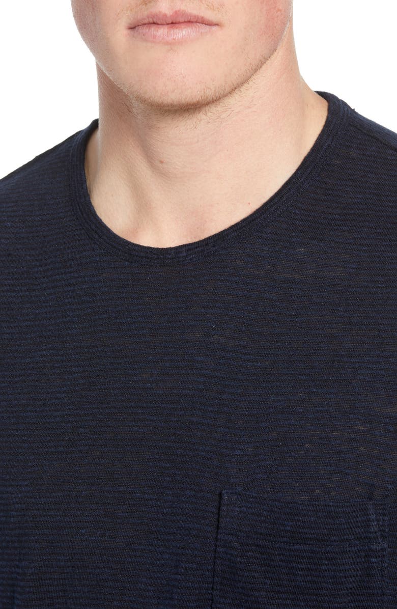 NORDSTROM MEN'S SHOP Stripe Pocket Linen Blend T-Shirt, Alternate, color, 