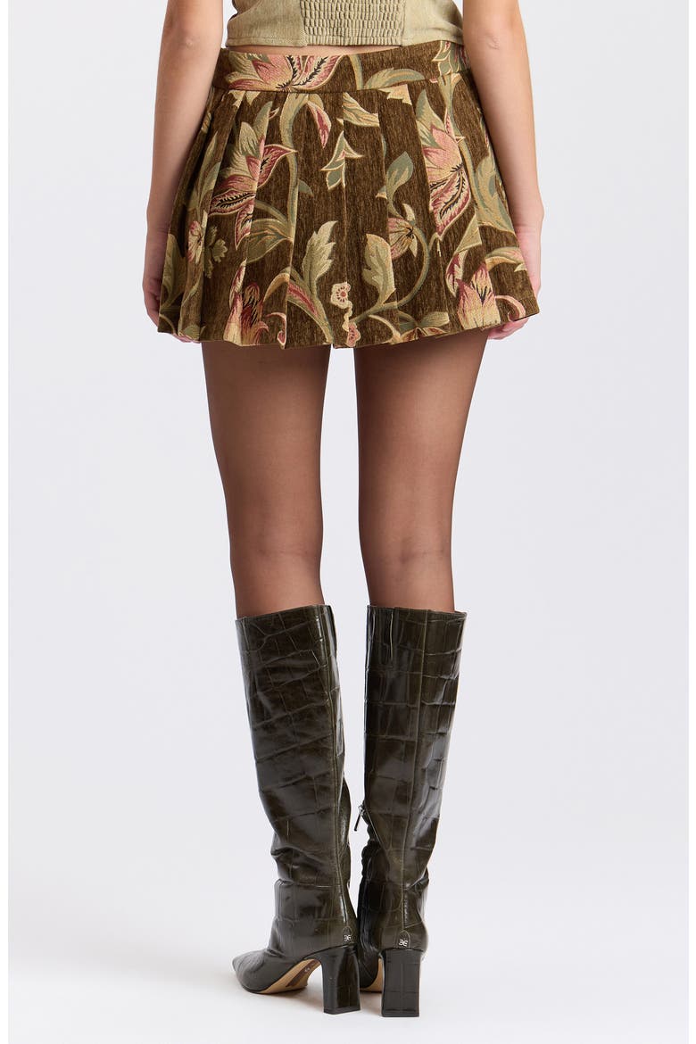 Floral Brocade Pleated Skort, Alternate, color, BROWN FLORAL MULTI