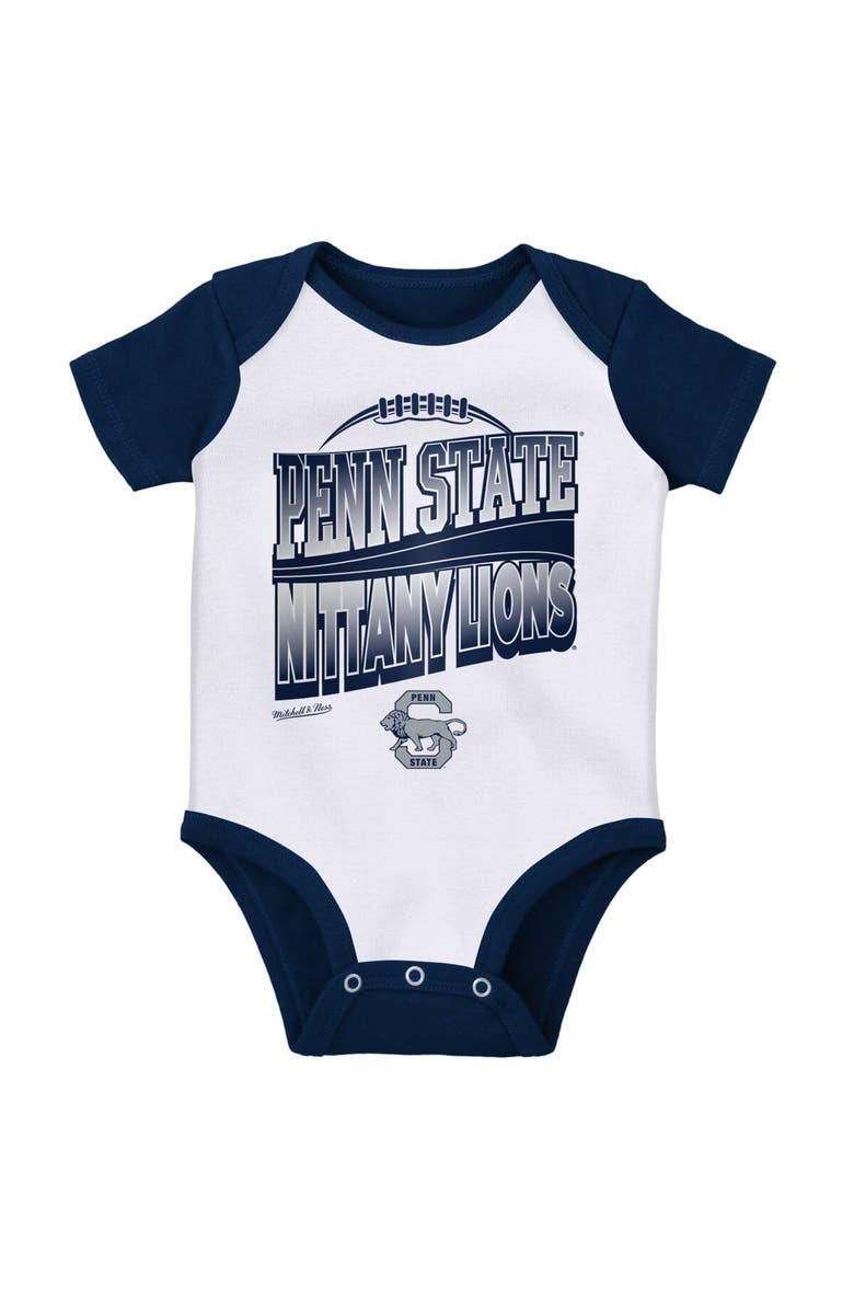 Mitchell & Ness Infant Mitchell & Ness Navy/White Penn State Nittany Lions 3-Pack Bodysuit, Bib and Bootie Set, Alternate, color, Navy