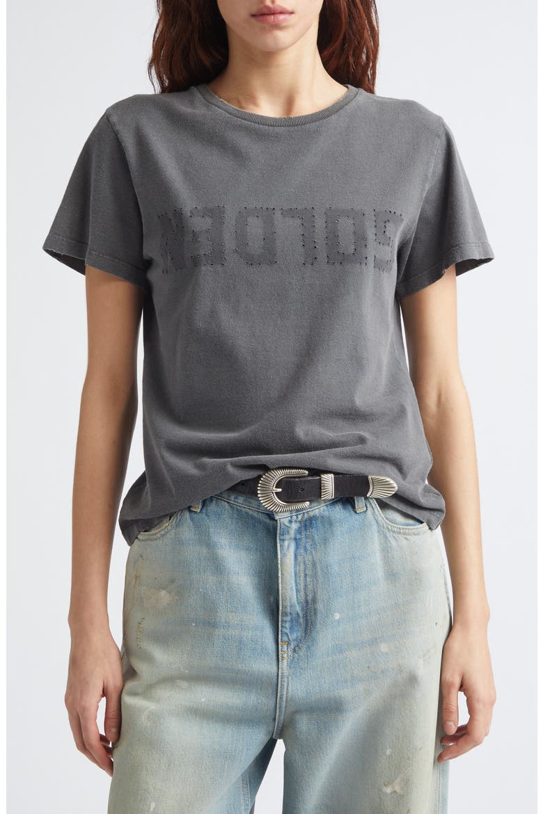 Distressed Cotton Logo Tee, Main, color, ANTHRACITE