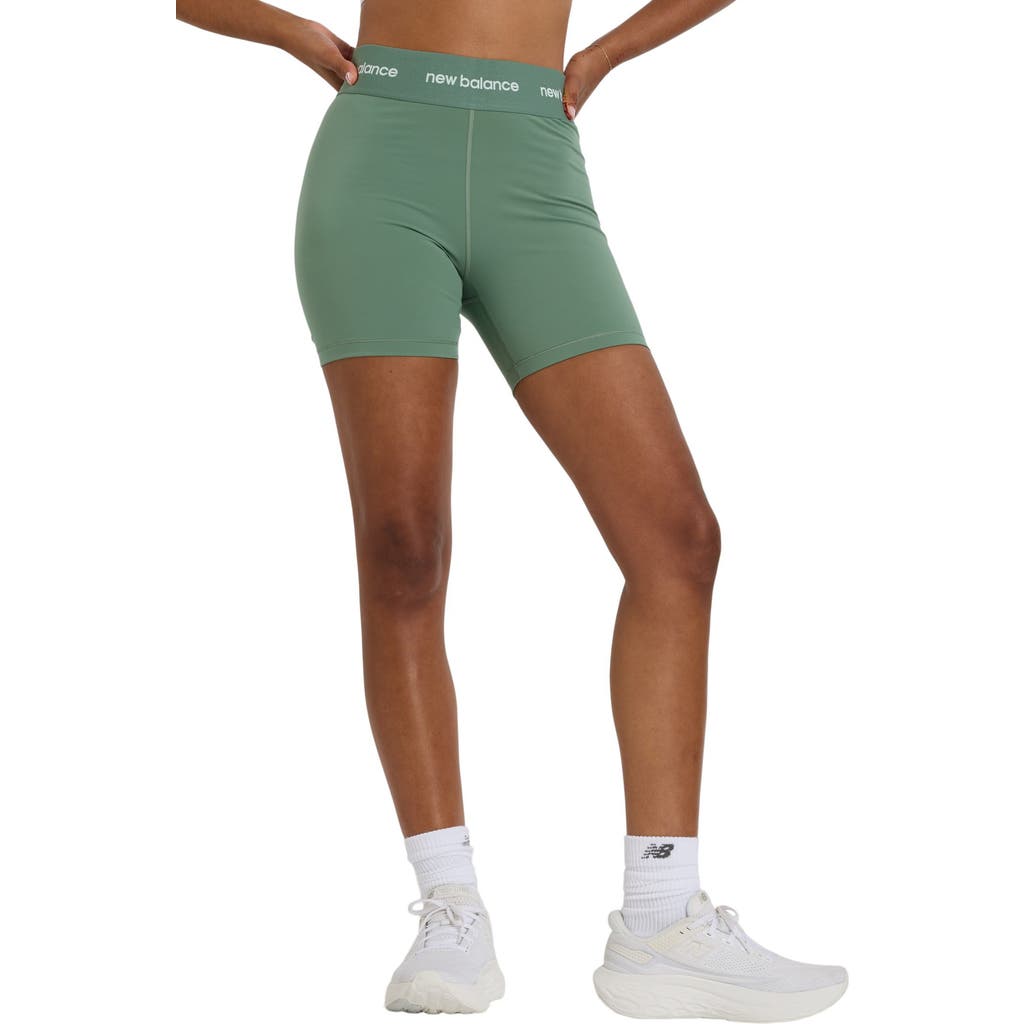 New Balance Nb Sleek 5-inch High Rise Performance Athletic Shorts In Green