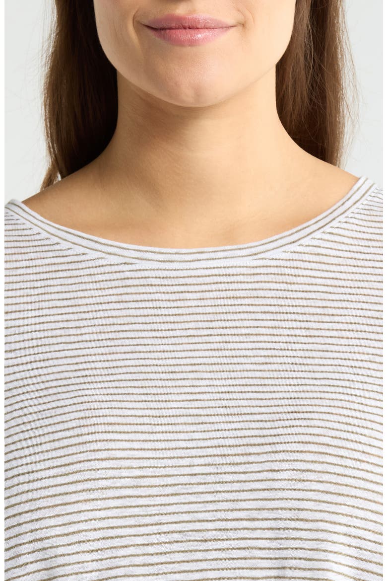 Stripe Long Sleeve Organic Linen T-Shirt, Alternate, color, BAY LEAF
