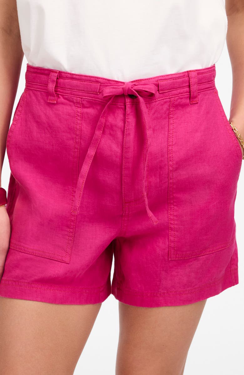 Madewell Drawstring Linen Shorts, Alternate, color, Modern Fuchsia