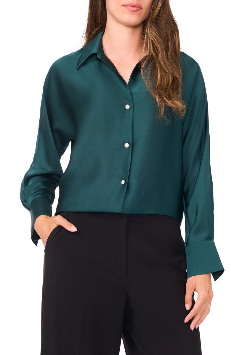 Halogen<sup>®</sup> Charmeuse Button-Up Shirt, Main, color, June Bug