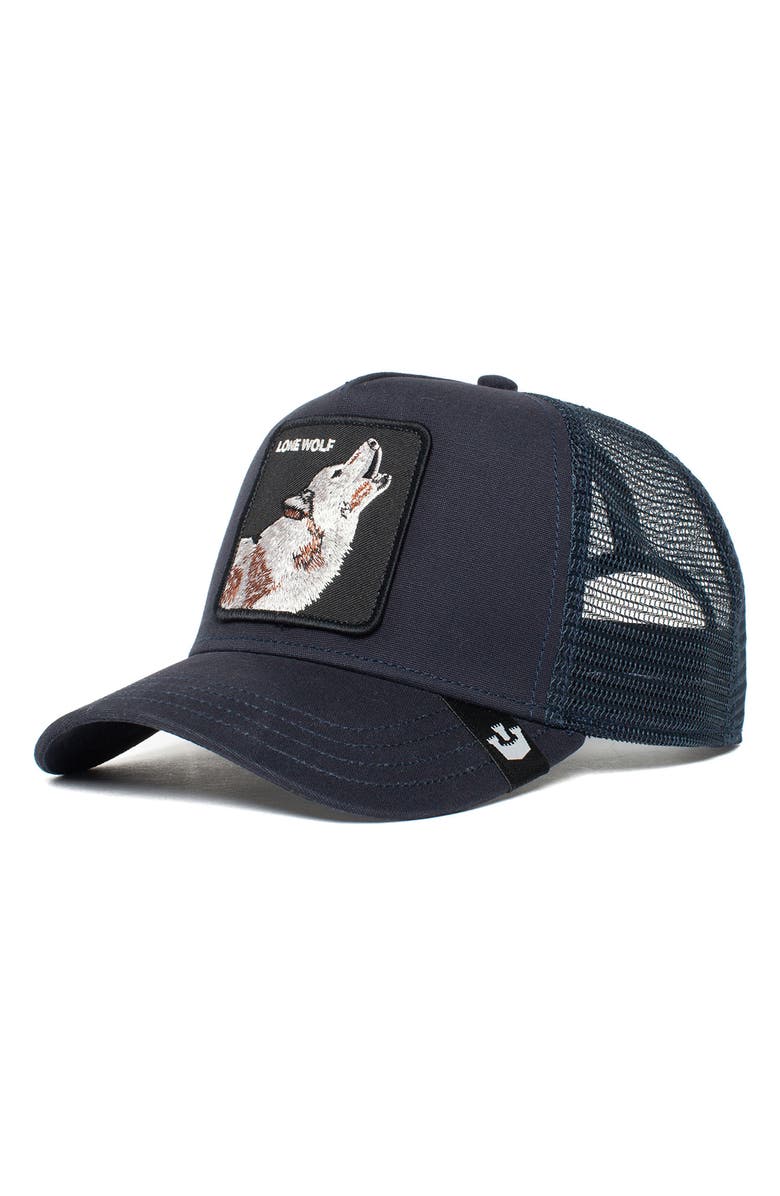Goorin Bros. The Lone Wolf Trucker Hat, Main, color, Navy